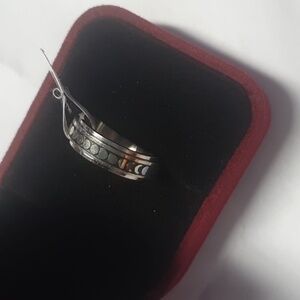 Stainless steel moon phase ring